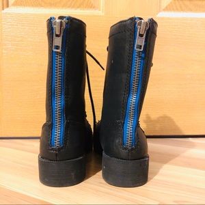 Black Combat Boots w/ Blue Zipper